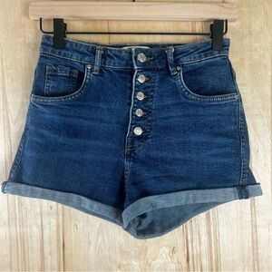 Zara High Waist Button Fly Denim Short